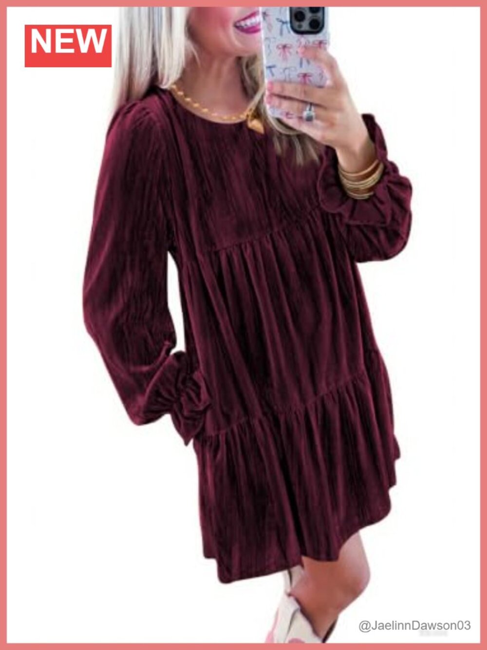 Women's Fall Crushed Velvet Babydoll Dress with Pockets Semi Formal